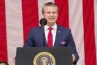 U.S. Secretary of Defense Peter Hegseth speaks at the National Memorial Day Observance at Arlington National Cemetery. ARLINGTON^ VA^ USA - May 26^ 2025