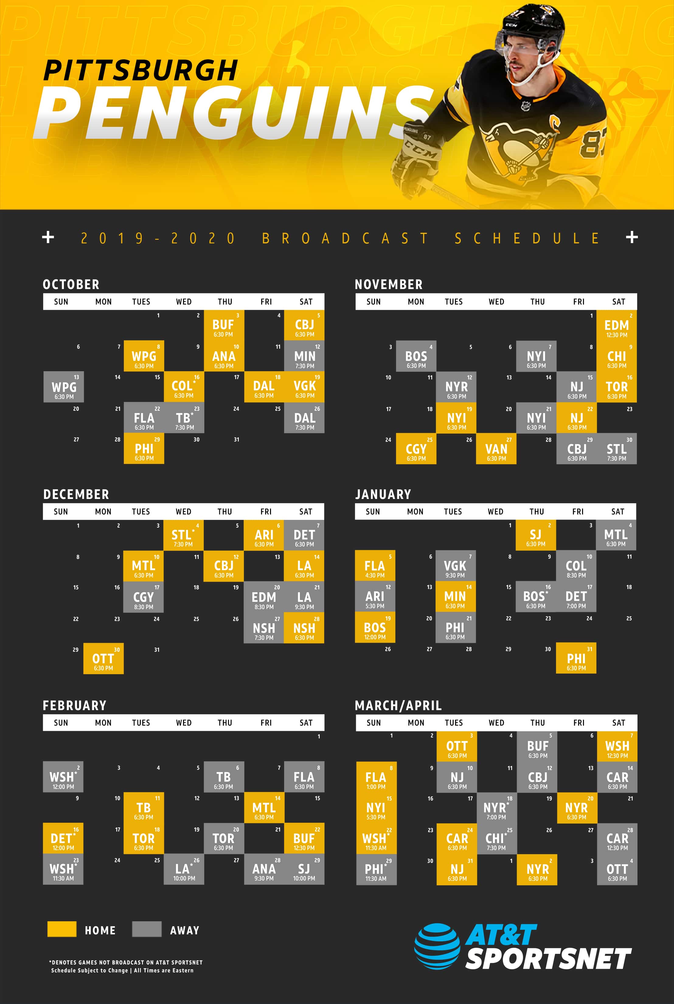 Pittsburgh Penguins Printable Schedule