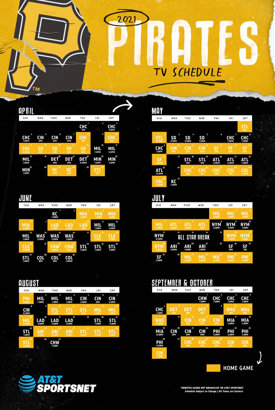 Pirates Printable Schedule
