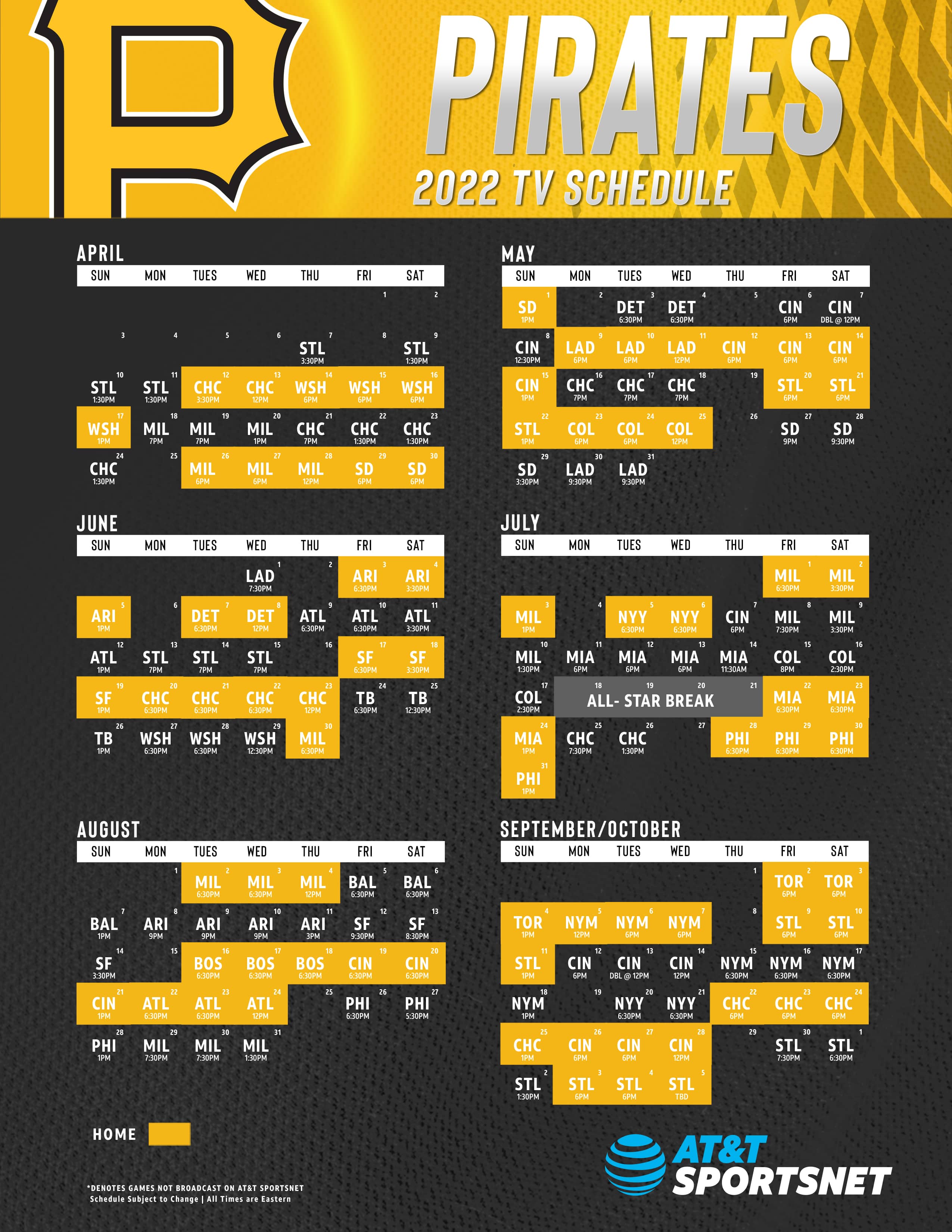 Printable Pittsburgh Pirates Schedule