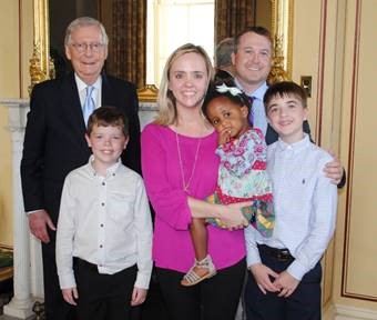 mcconnell family mitch kentucky adoption capitol welcomes angels october state