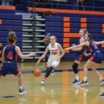 Annie-Cuts-to-Basket: Sophomore guard Annie Kiper drives through the lane in a January 8th loss to Edmonson County. 