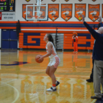 Aryssa-Three: Sophomore Aryssa Riggs prepares to shoot a three in a January 8th loss to Edmonson County. 