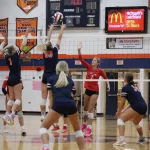 img_0428: Layla Escue blocks a Daviess County attack. 