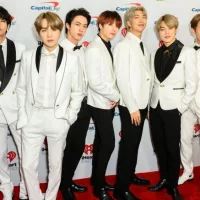 South Korean boy band BTS arrives for the KIIS FM's iHeartRadio Jingle Ball at the Forum Los Angeles in Inglewood^ California on December 6^ 2019