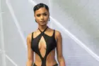 Tyla Seethal attends the HM Mugler launch at Lexington Armory in New York on April 19^ 2023