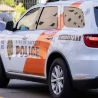 City of Jackson Police cruiser patrols the streets of downtown Jackson. Jackson^ Mississippi^ USA - April 23^ 2024