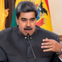 Venezuelan President Nicolás Maduro participates in a press conference at the Miraflores Palace^ the seat of government of Venezuela. Caracas^ Venezuela; April 20 2023