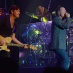 Jim Kerr and Charlie Burchill^ the core of the band Simple Minds^ perform at the Belgrade Beer Fest on August 18^ 2011 in Belgrade^ Serbia