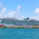 Port of Miami with cruise ships Norwegian Joy. Miami is a major port in United States for cruise liners.