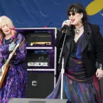 Heart's Ann and Nancy Wilson perform onstage at the 2024 New Orleans Jazz Heritage Festival at Fair Grounds Race Course on April 28^ 2024 in New Orleans Louisiana.