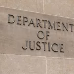 United States Department of Justice sign in Washington^ DC on July 12^ 2017