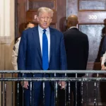 Former President Donald Trump addressed media before 2nd day of testimony of civil fraud trial at New York State Court on October 25^ 2023