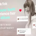 Advertising for the Chinese video platform TikTok promoting Taylor SwiftÕs The Tortured Poets Department album in Midtown Manhattan in New York. New York NY USA-April 28^ 2024