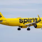 Spirit Airlines Airbus A320 prepares for landing at Chicago O'Hare International Airport. Chicago^ IL^ USA - March 24 2024