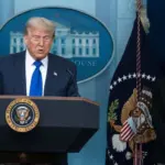 President Donald J Trump at the White House press briefing room with Attorney General Pam Bondi. Washington DC Jun 27th 2025