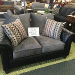Lot: #4: Lot #11 Koch Furniture Black Loveseat Fabric/Vinyl w/ Accent Pillows