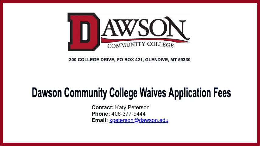 Dawson Community College Waives Application Fees | Glendive ...