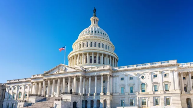 US Capitol over clear blue sky