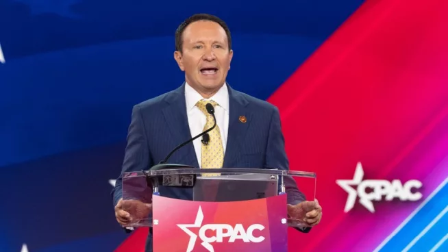 Louisiana Gov (former Atty General) Jeff Landry speaks during CPAC Texas 2022 conference at Hilton Anatole. Dallas^ TX - August 4^ 2022