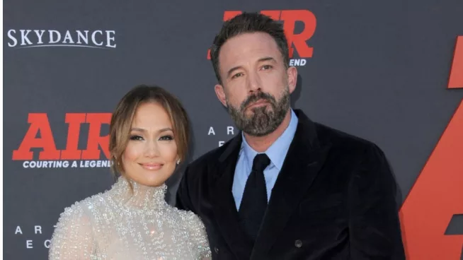Jennifer Lopez and Ben Affleck at the Amazon Studios' World premiere of 'AIR' held at the Regency Village Theatre in Westwood^ USA on March 27^ 2023.