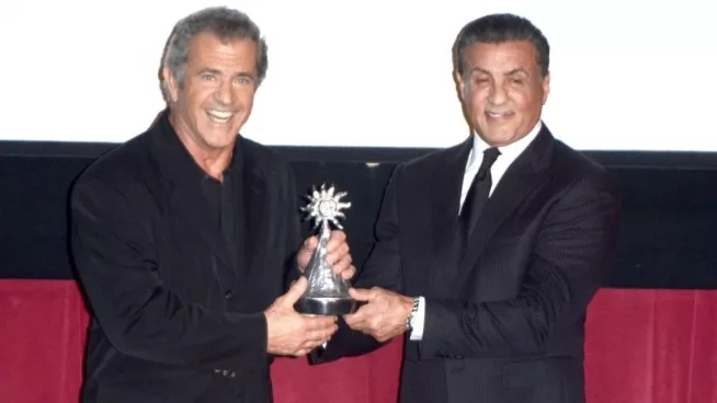 Mel Gibson^ Sylvester Stallone at the Los Angeles Italia Film Festival at the TCL Chinese 6 Theaters on February 19^ 2017 in Los Angeles^ CA