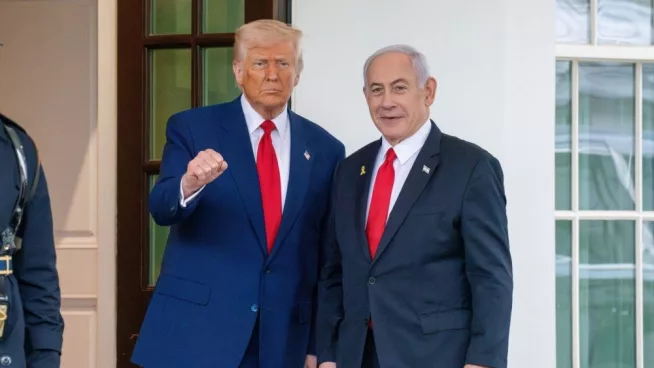 President Donald J Trump welcomes Israeli Prime Minister Benjamin Netanyahu to the White House. Washington^DC^ United States^ April 7 2025