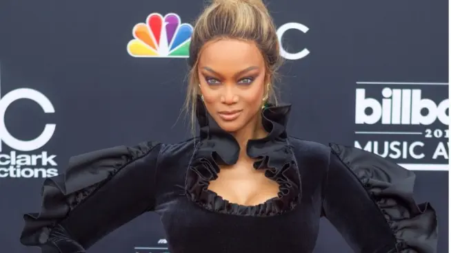 Model Tyra Banks attends the Red Carpet at the 2018 Billboards Music Awards at the MGM Grand Arena in Las Vegas^ Nevada USA on May 20th 2018