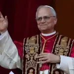 Pope Leo XIV appears on the central balcony of St. Peter's Basilica Rome^ Italy 08-05-2025