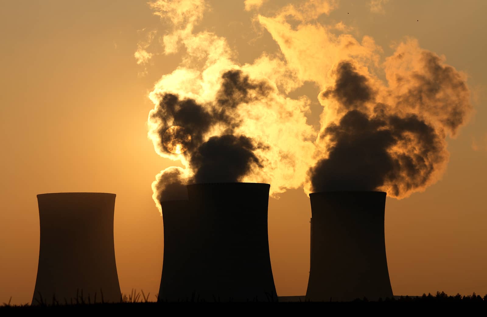 cooling-towers-of-nuclear-power-plant-during-sunset