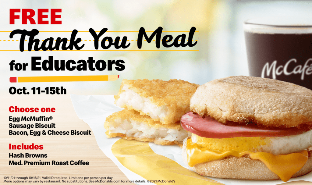 McDonald's Offering "Thank You Meal" for Educators this Week WLENFM