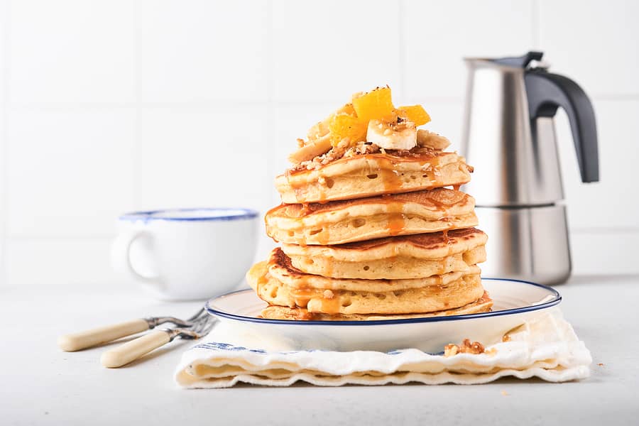pancakes-homemade-fluffy-pancake-with-banana-walnut-and-carame
