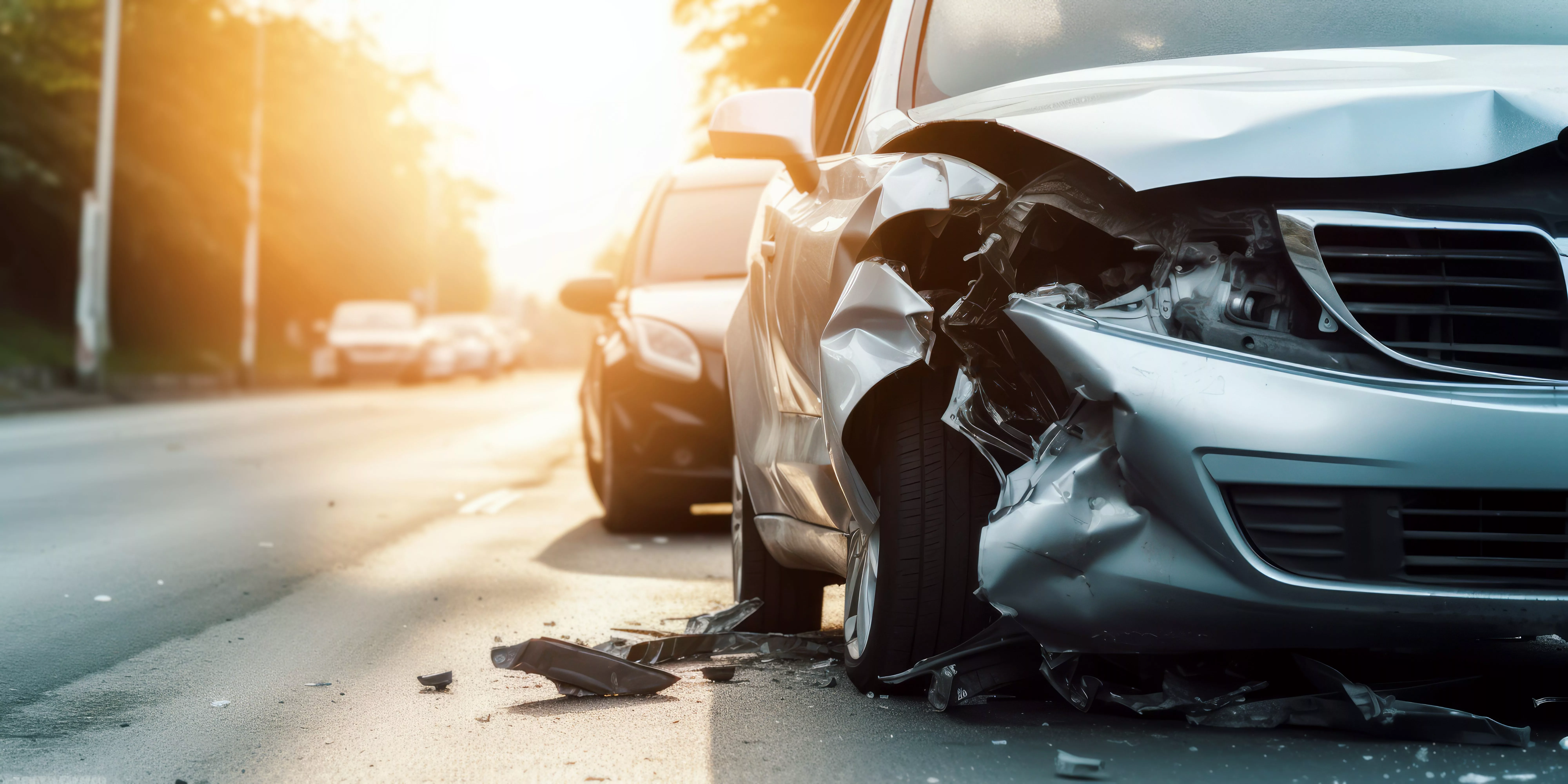 car-crash-accident-on-the-road-banner-with-copy-space-generative-ai