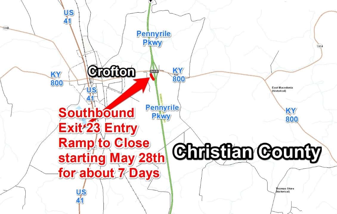 Pennyrile Pkwy KY 800 Exit 23 Ramp Closure Set For Tuesday WKDZ Radio