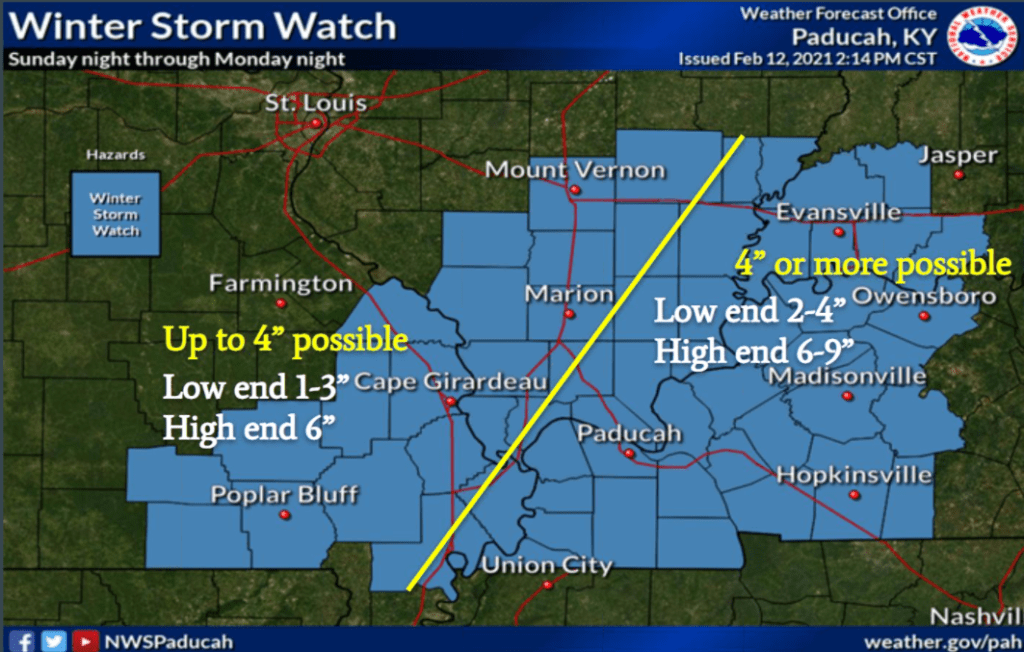 Significant Snowfall Predicted Sunday And Monday In West Kentucky