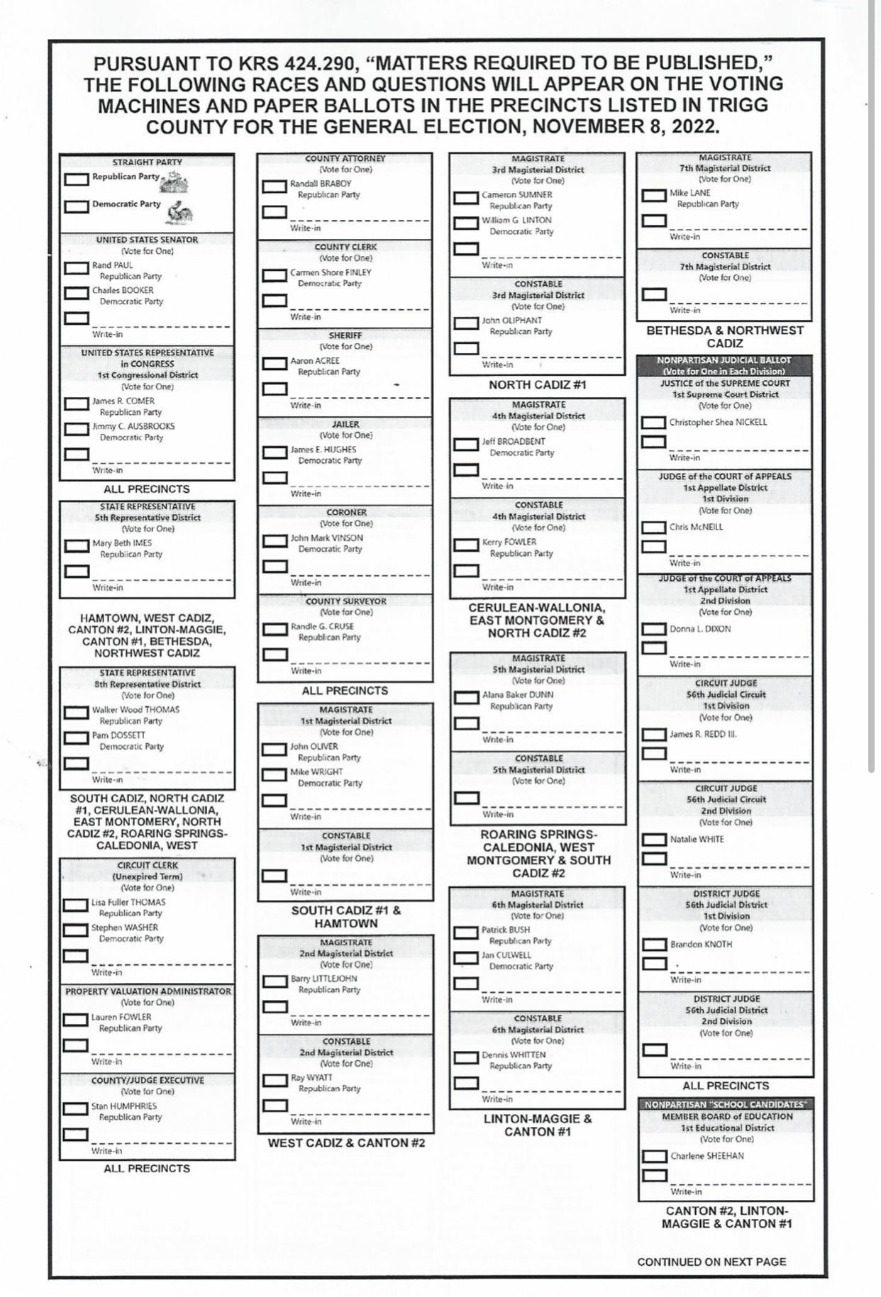 Nine Writein Candidates On Trigg County General Election Ballot WHVOFM