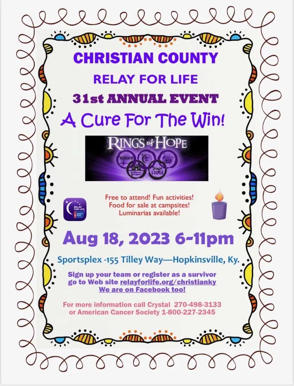 Christian County Relay For Life Rings of Hope 31st Annual Event WKDZ Radio
