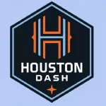 National Women Professional Soccer League. Logo of Houston Dash women's soccer team on blue background