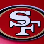 San Francisco 49ers. silhouette of team logo on red background.