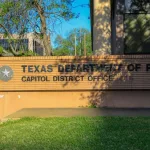 Texas department of public safety building sign. Austin^ Texas U.S.A. - April 11^ 2021