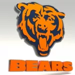 Emblem of the Chicago Bears^ professional American football team. Template for presentation or infographics. 3D render. 3D Illustration