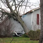 Tornado damage to a home in Tennessee