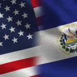 Usa and El Salvador Realistic Half Flags Together