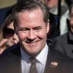 United States National Security Adviser Michael Waltz speak to the press outside the White House. WASHINGTON D.C.^ USA - February 4^ 2025