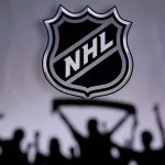 National Hockey LeagueFans Silhouette. Crowd celebrate and support the NHL hockey Team. Sport photo^ edit space