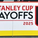 'Stanley Cup Playoffs 2025' Cutout display at the Canadian Tire Centre to allow fans to take pictures. Kanata^ Canada - April 30^ 2025