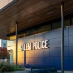 Salem Police building in Salem downtown. Salem^ Oregon^ USA - October 12th^ 2024