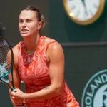 Grand Slam champion Aryna Sabalenka of Belarus in action during 2024 Roland Garros women's fourth round match against Emma Navarro of United States in Paris^ France PARIS^ FRANCE - JUNE 3^ 2024