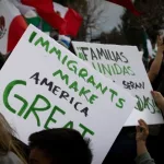 Signs at a protest against the deportation of Immigrants