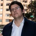 Miguel Uribe Turbay at the Citizen protest in front of the Ministry of Health against the Health Reform. Bogota^ Colombia - 14th November 2023